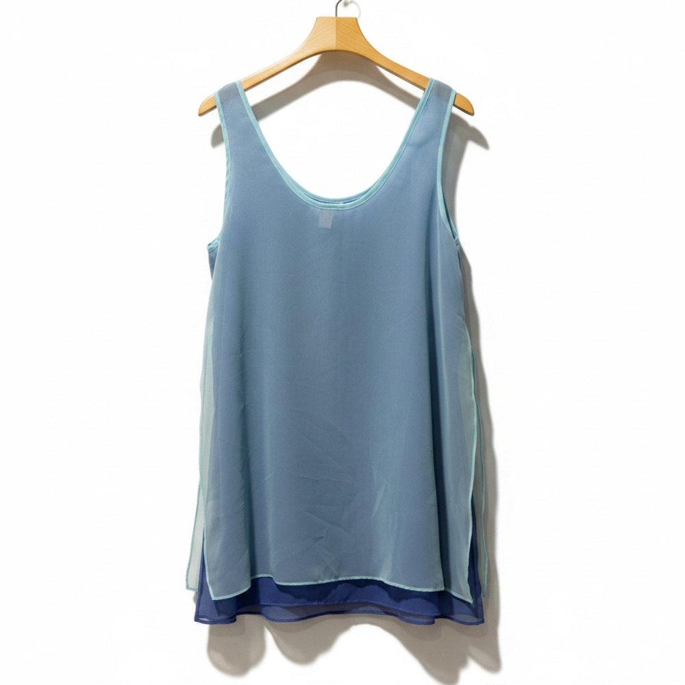 Vintage Victoria's Secret Gold Label Aqua Blue Layered Sheer Tank Top - Medium